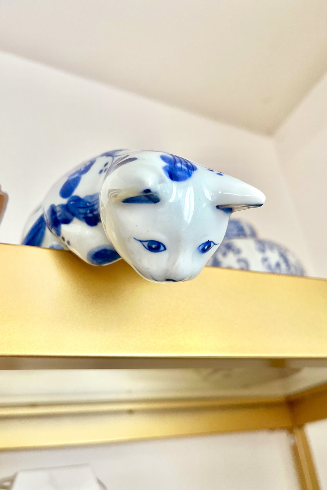 Blue and White Cat Figurine