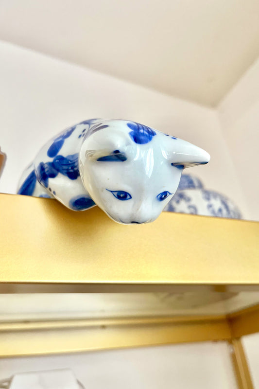 Blue and White Cat Figurine