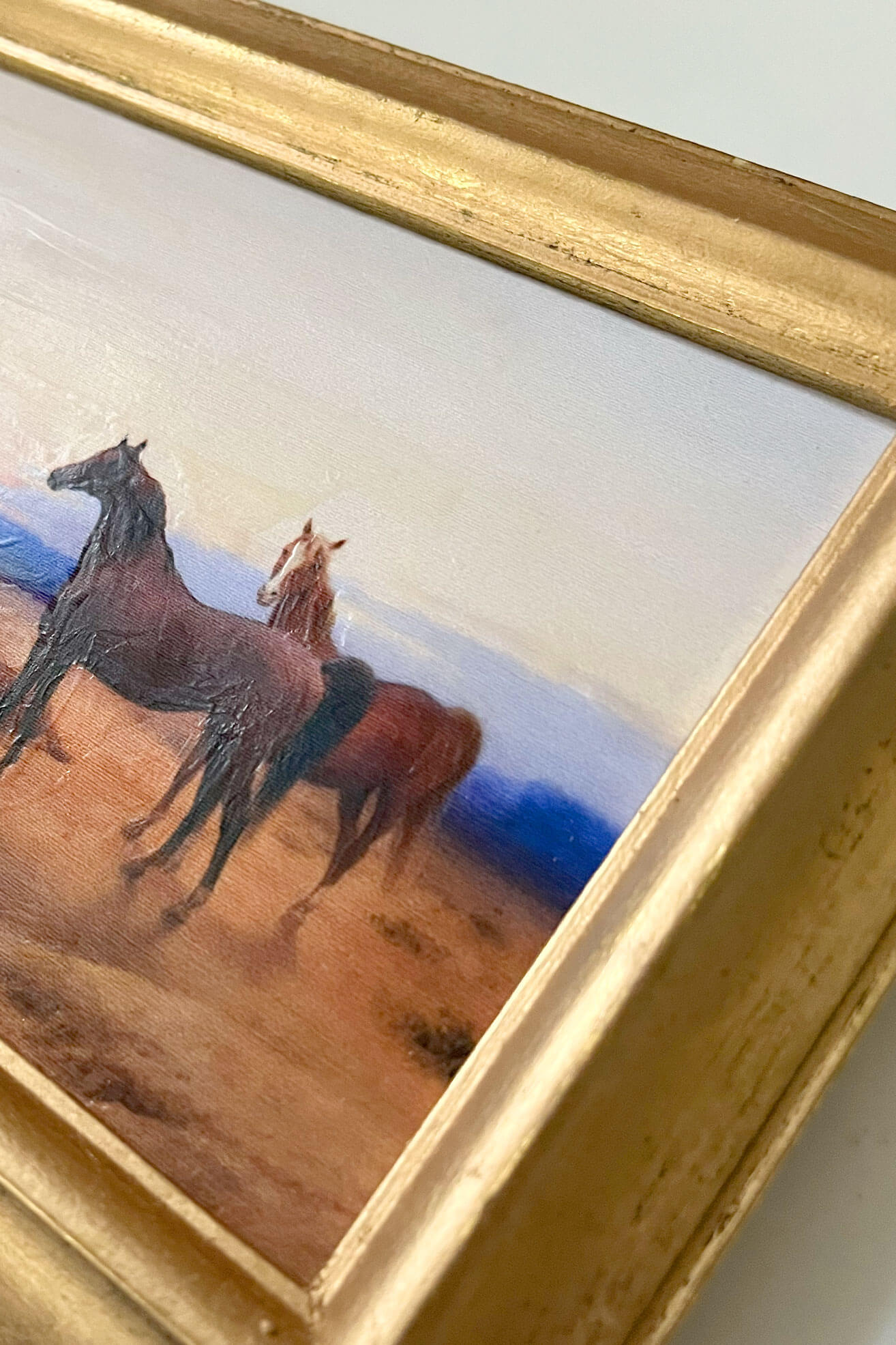 Horses Sunrise View Framed Art